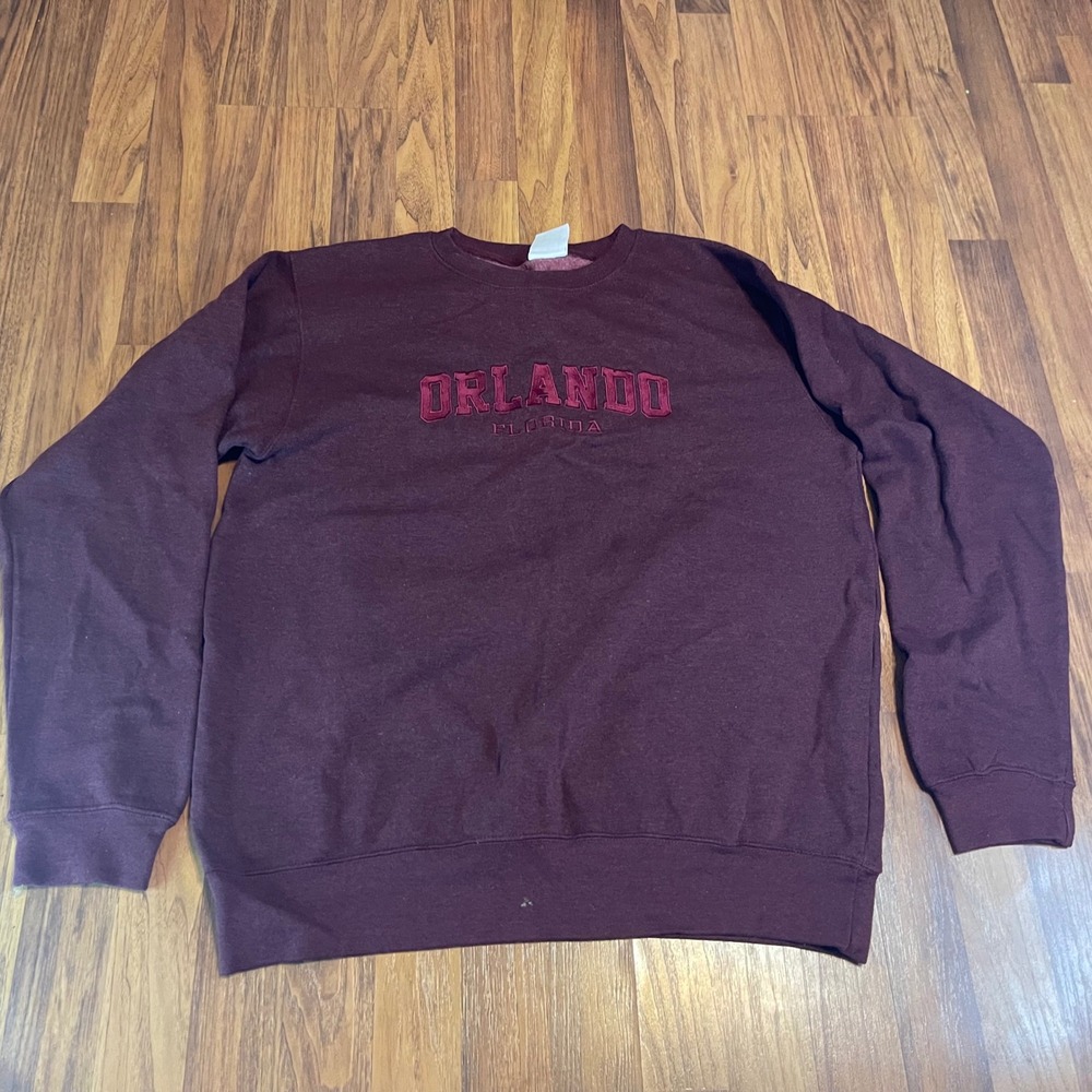 Pacific & Co Orlando Florida Sweatshirt Mens XL Maroon Embroidered Pullover Crew